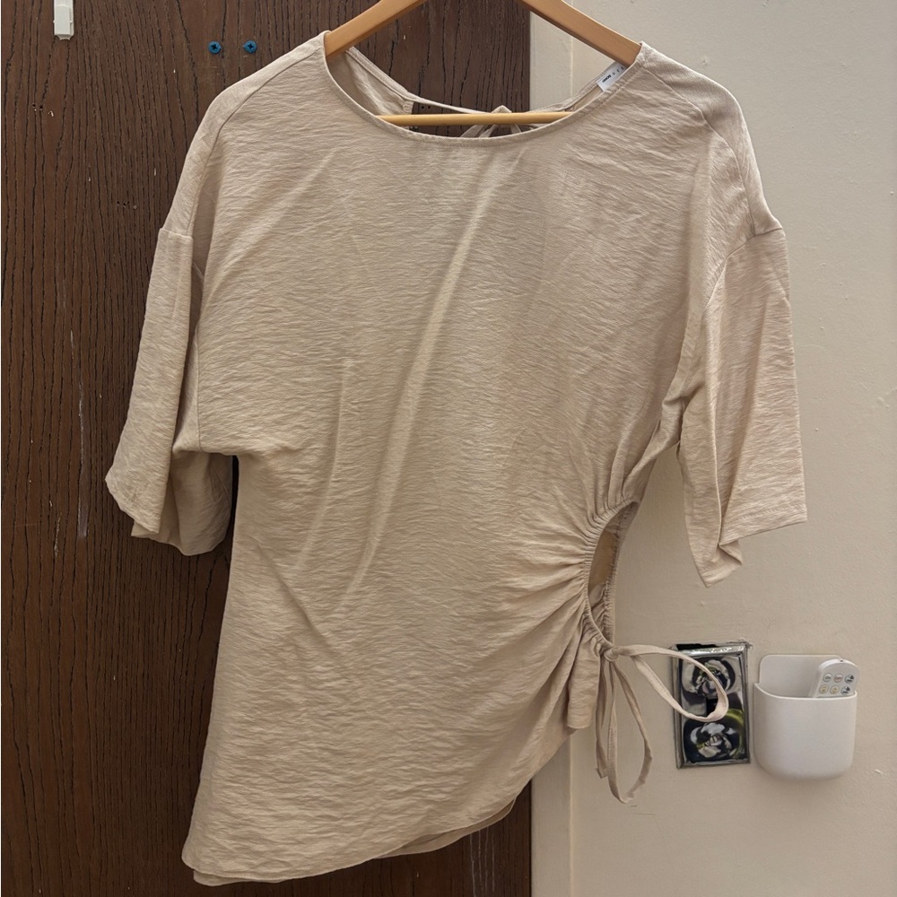 Cream Blouse with side cut out
